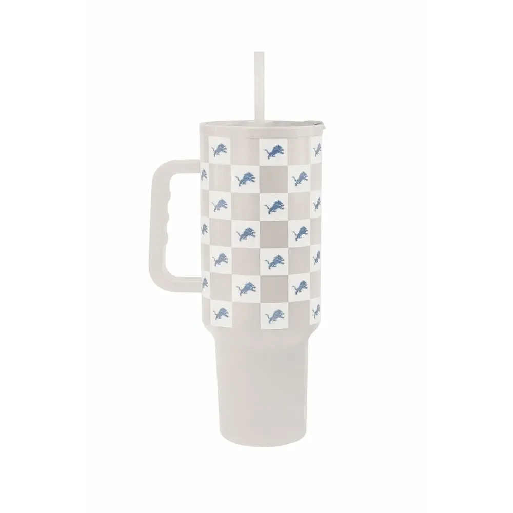 NEW Detroit Lions 40oz Tumbler Cup Handle Straw Insulated NFL Game Day Gift Luxe